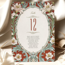 Elegant Floral Wedding Table Number Card