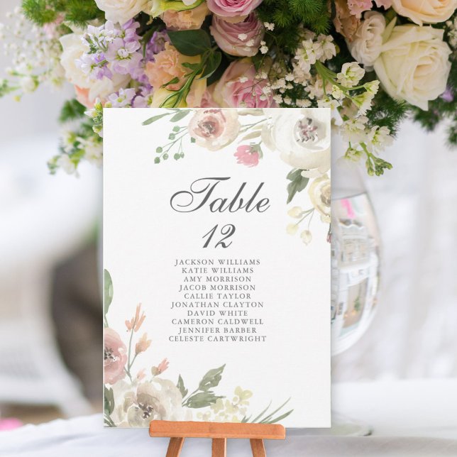 Elegant Floral Wedding Table Number Seating Chart (Creator Uploaded)