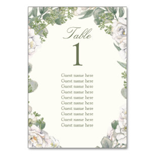 Elegant Floral Wedding Table Number With Names