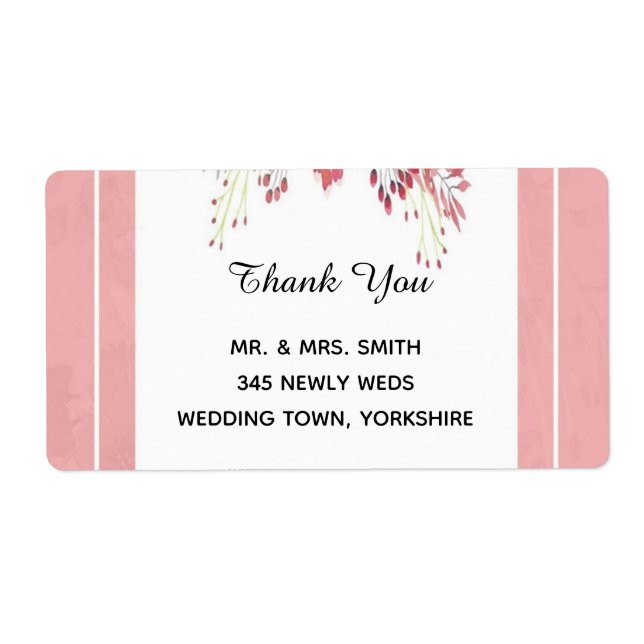 Elegant Floral Wedding Thank You Address Label (Front)