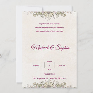 Elegant Floral Wedding Thank You Card