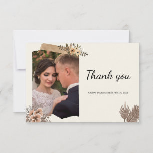 Elegant Floral Wedding Thank You Card Botanical