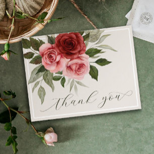 Elegant  Floral Wedding Thank You Postcard
