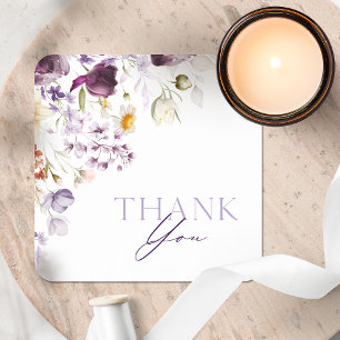 Elegant Floral Wedding Thank You Sticker