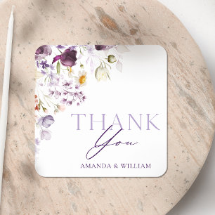 Elegant Floral Wedding Thank You Sticker