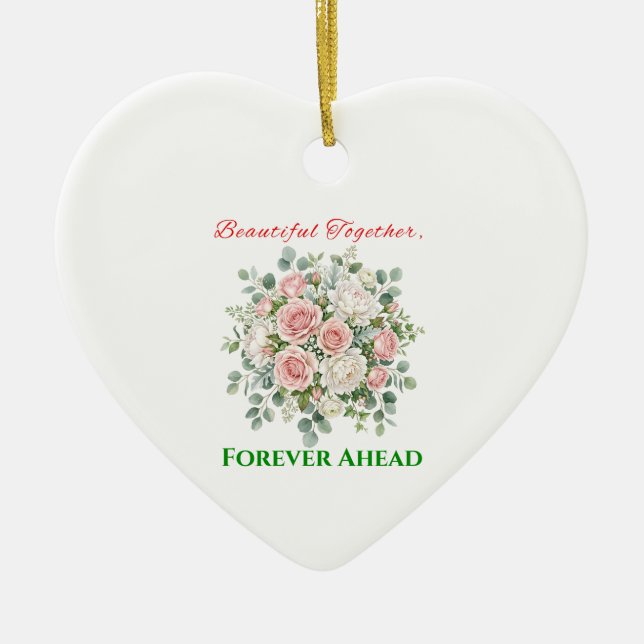 Elegant Floral Wedding Watch Ceramic Tree Decoration (Front)