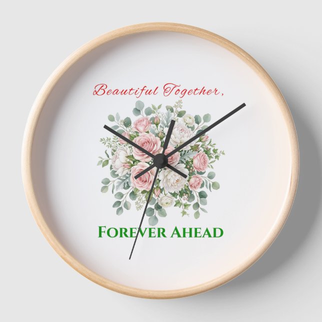 Elegant Floral Wedding Watch Clock (Front)