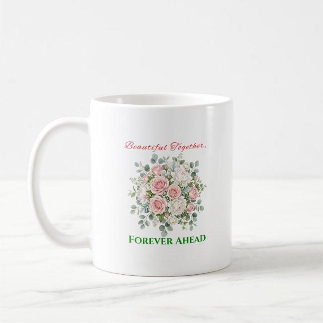 Elegant Floral Wedding Watch Coffee Mug (Left)