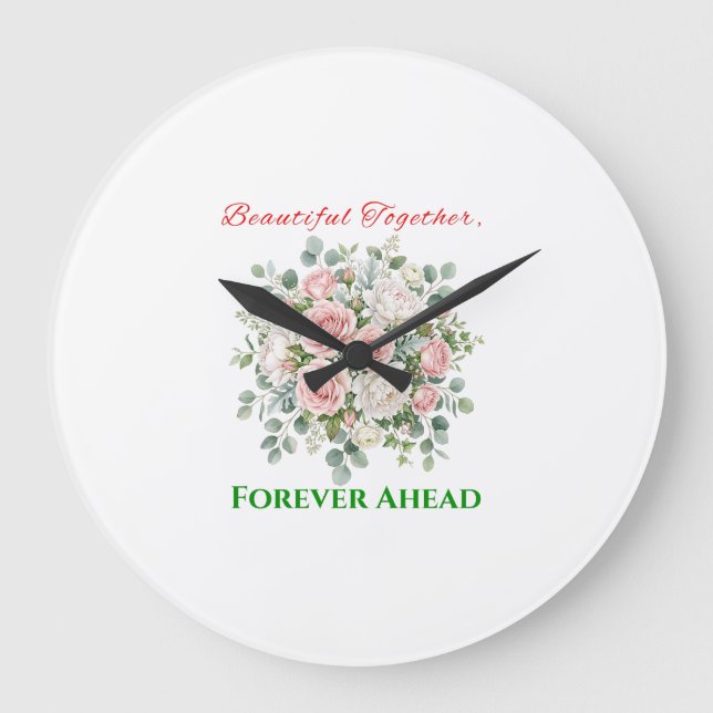 Elegant Floral Wedding Watch Large Clock (Front)