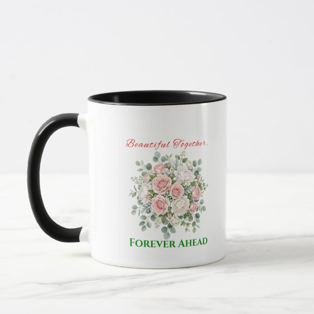 Elegant Floral Wedding Watch Mug (Left)