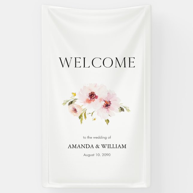 Elegant Floral Wedding Welcome Banner (Vertical)
