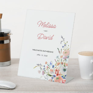 Elegant Floral Wedding Welcome Pedestal Sign