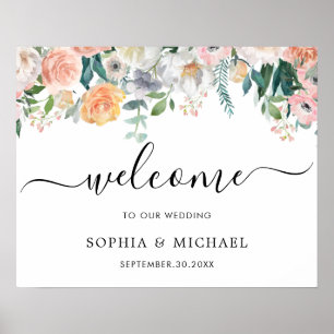 Elegant Floral Wedding Welcome Sign