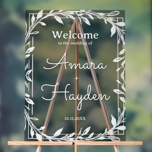 Elegant Floral Wedding Welcome Sign - Custom Made (Neutral)