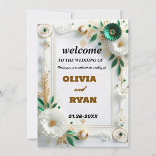 elegant floral wedding welcome sign invitation
