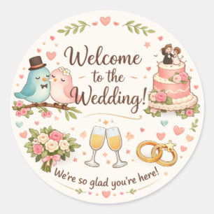 Elegant Floral Wedding Welcome Sticker
