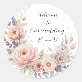Elegant Floral Wedding Welcome Sticker with Custom