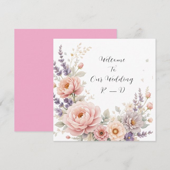 Elegant Floral Wedding Welcome Sticker with Custom Invitation (Front/Back)