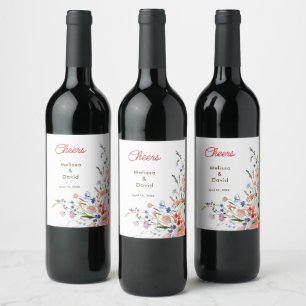 Elegant Floral Wedding Wine Label