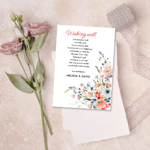 Elegant Floral Wedding Wishing Well Enclosure Card