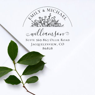 Elegant Floral Whimsical Wedding Return Address Rubber Stamp
