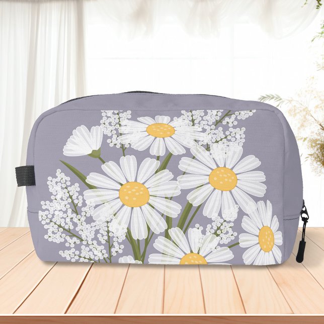 Elegant Floral White Daisies on Lavender Dopp Kit (Creator Uploaded)