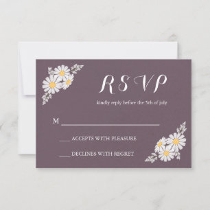 Elegant Floral White Daisies RSVP Wedding Card