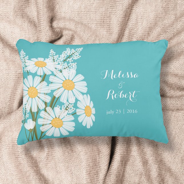 Elegant Floral White Daisies Wedding Decorative Cushion (Creator Uploaded)