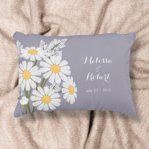Elegant Floral White Daisies Wedding Decorative Cushion