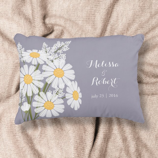 Elegant Floral White Daisies Wedding Decorative Cushion (Creator Uploaded)