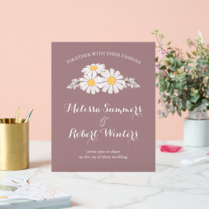 Elegant Floral White Daisies Wedding Rosy Acrylic Sign