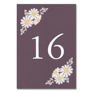 Elegant Floral White Daisies Wedding Table Number