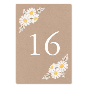 Elegant Floral White Daisies Wedding Table Number