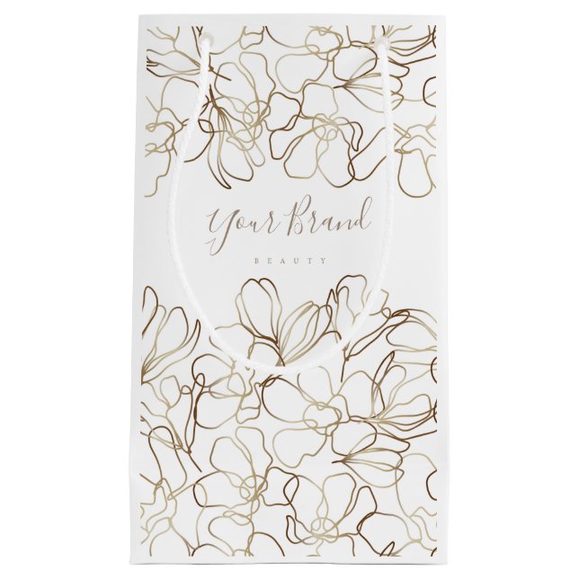 Elegant Floral White Personalised Small Paper Bag (Front)