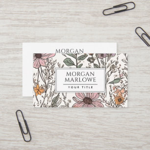 Elegant Floral Wildflower Botanical Business Card