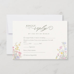 Elegant Floral Wildflower Calligraphy QR Code RSVP Card