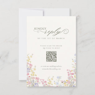 Elegant Floral Wildflower Calligraphy QR Code RSVP Card