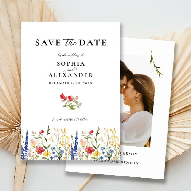 Elegant Floral Wildflower Classic Save the Date Invitation (Creator Uploaded)