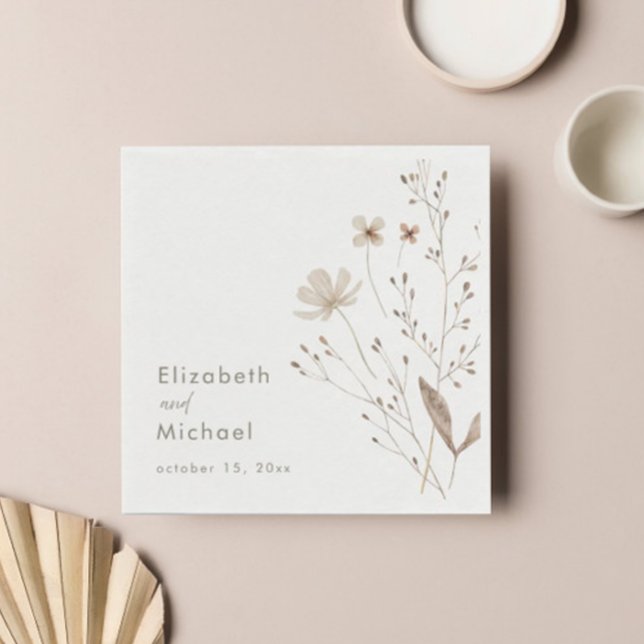 Elegant Floral Wildflower Wedding Paper Napkin (Creator Uploaded)