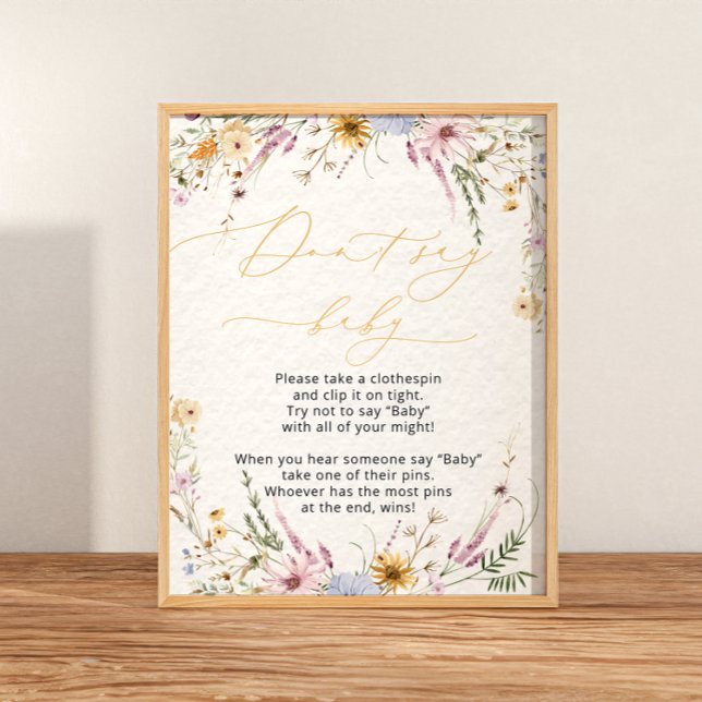 Elegant Floral Wildflowers Don't Say Baby Poster (Creator Uploaded)