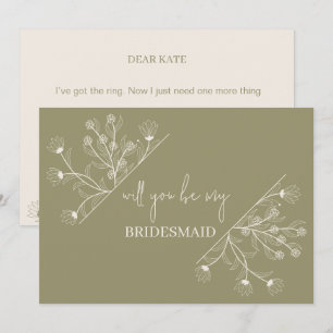 Elegant Floral "Will to be my Bridesmaid" proposal Invitation