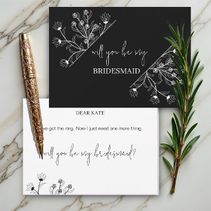 Elegant Floral "Will to be my Bridesmaid" proposal Invitation