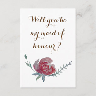 Elegant , Floral Will you be my maid of honour Invitation