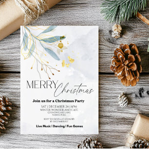 Elegant Floral Winter Christmas Party Invitation