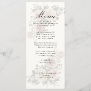 Elegant Floral Winter Fall Wedding Menu