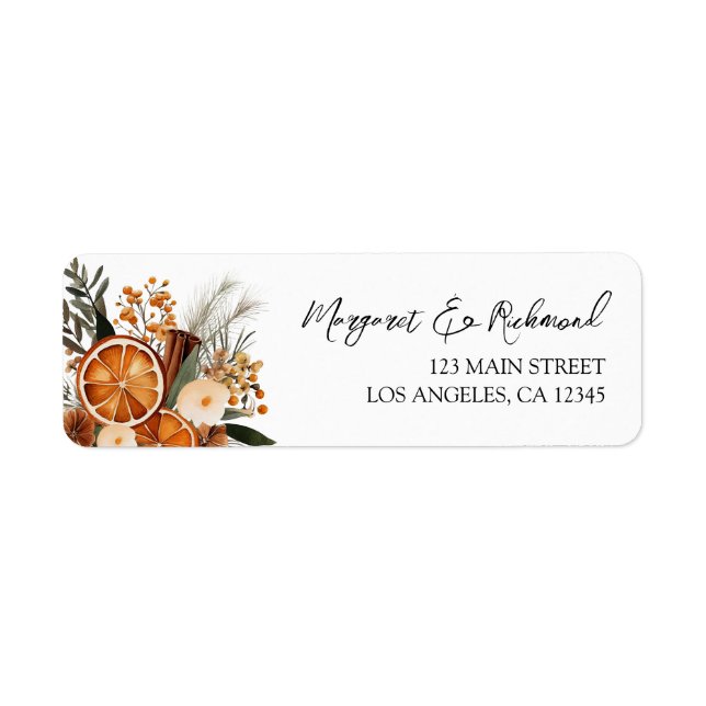 Elegant Floral Winter Wedding Address Labels (Front)