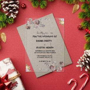 Elegant Floral Winter Wedding Invitation