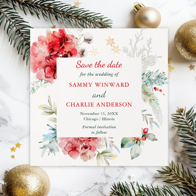 Elegant Floral Winter Wedding Save The Date Invitation (Creator Uploaded)