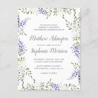 Elegant Floral Wisteria Frame Wedding Invitation Postcard