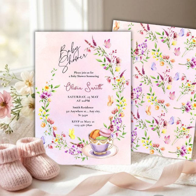 Elegant Floral with Butterflies Party Baby Shower  Invitation (Creator Uploaded)